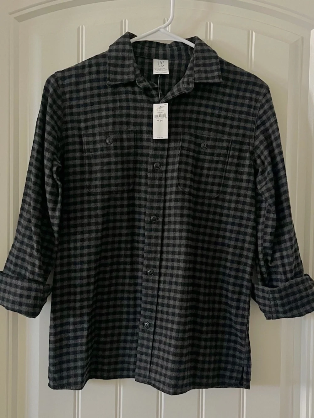 Boys Gap Black/Gray Gingham Button Up (Long Sleeve)